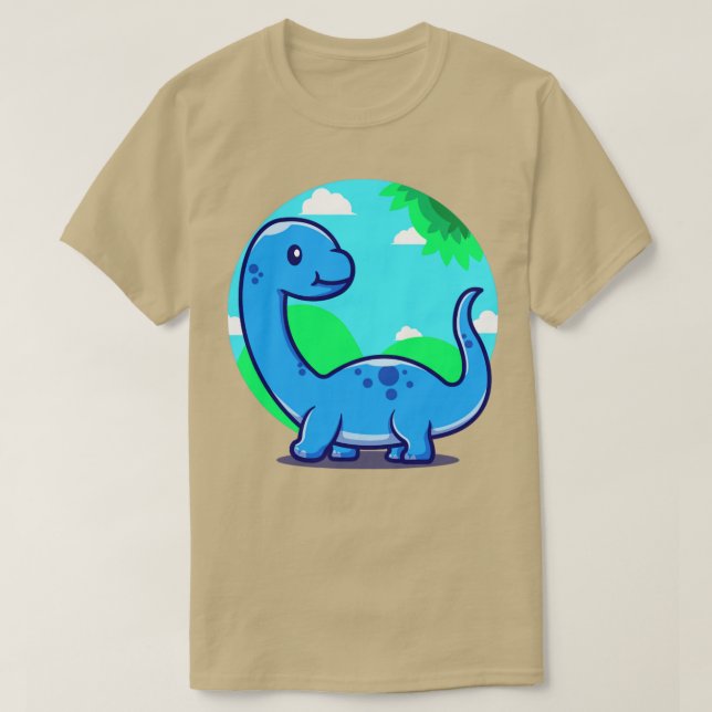 Camiseta Cartoon de Brontossauro de Bebê Cinto (Frente do Design)