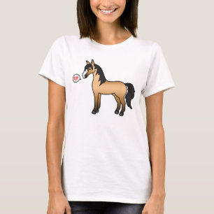 Camiseta Cartoon de Buckskin Horse Illustrando Amor de Cava