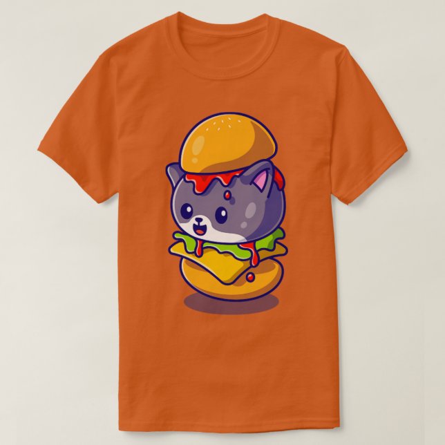 Camiseta Cartoon de Burger de Gato Gato (Frente do Design)
