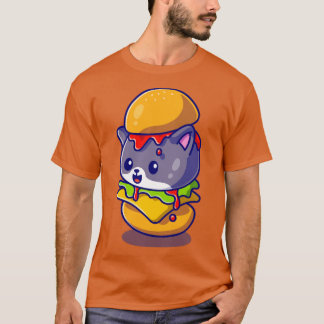 Camiseta Cartoon de Burger de Gato Gato
