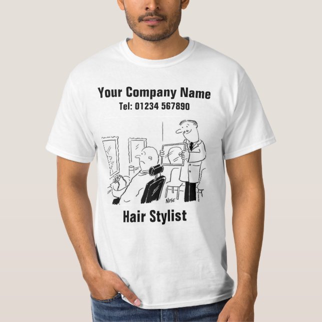 Camiseta Cartoon de Cabeleireiro para Personalizar (Frente)