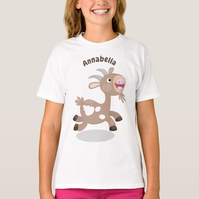 Camiseta Cartoon de cabra feliz e bonito (Frente)