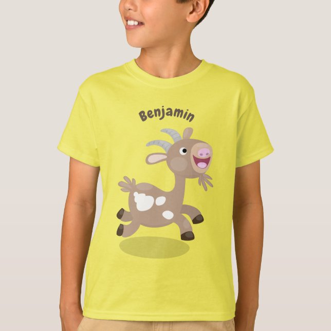 Camiseta Cartoon de cabra feliz e bonito (Frente)