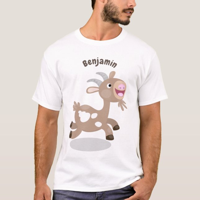 Camiseta Cartoon de cabra feliz e bonito (Frente)