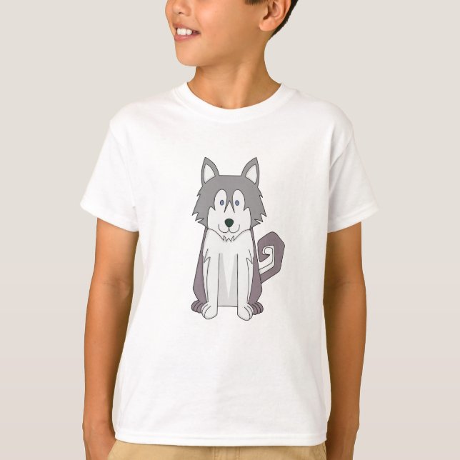 Camiseta Cartoon de Cachorro Incrível Husky Siberiano (Frente)