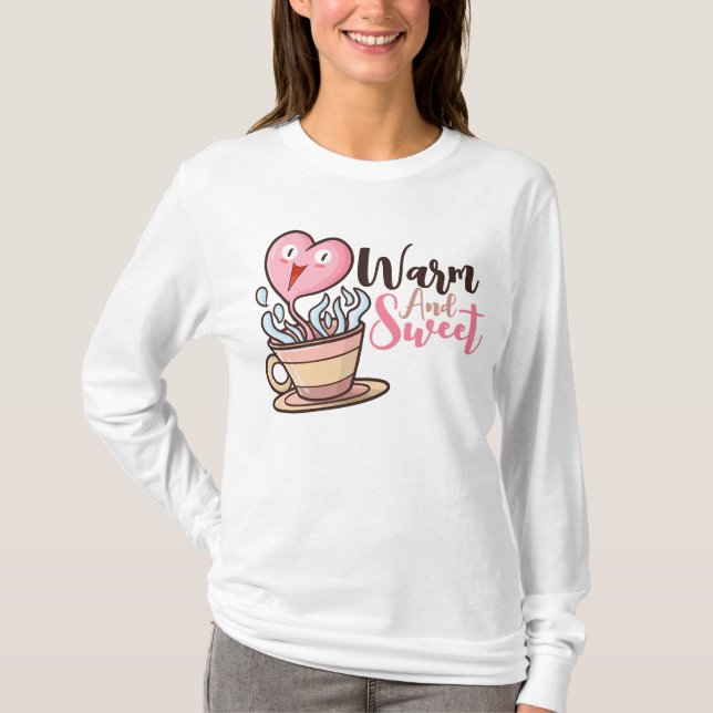 Camiseta Cartoon de café com ar personalizável (Frente)