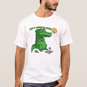 Camiseta Cartoon de Café do Jacaré Sonolento Divertido