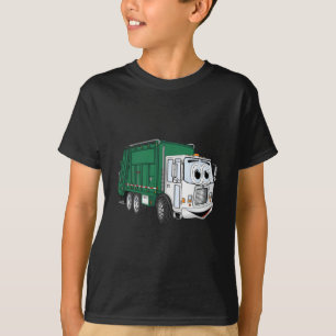 Camiseta Cartoon de Caminhão de Lixo Branco Verde