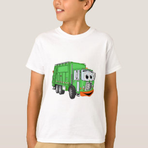 Camiseta Cartoon de Caminhão de Lixo Sorrindo de bobo