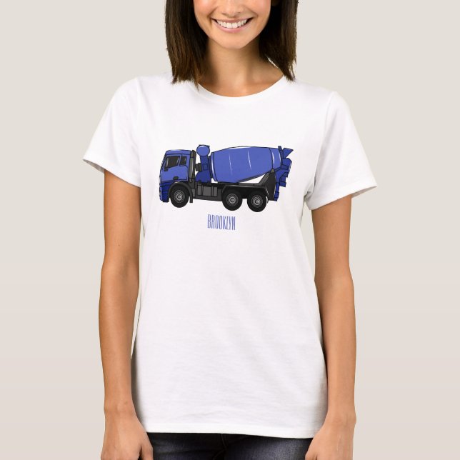 Camiseta Cartoon de caminhão de transporte misto em betão (Frente)