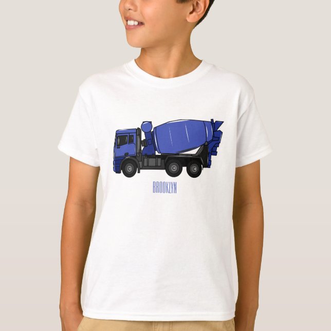 Camiseta Cartoon de caminhão de transporte misto em betão (Frente)