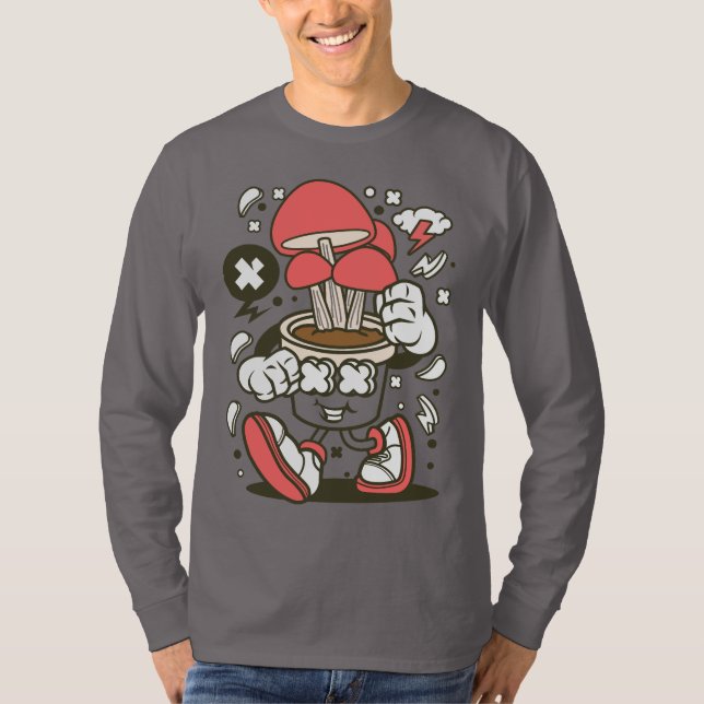 Camiseta Cartoon de Caráter de Cogumelo Potente legal (Frente)