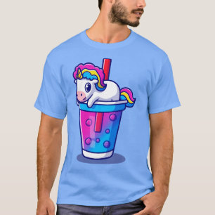 Camiseta Cartoon de Chá Boba Milk Unicorn