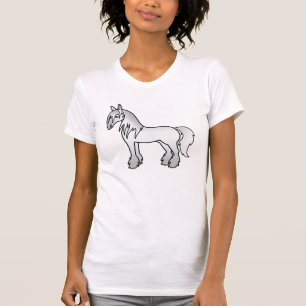 Camiseta Cartoon de cinza Gypsy Vanner Shire Clydesdale Hor