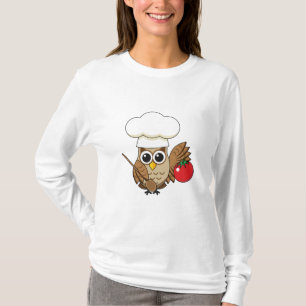 Camiseta Cartoon de Coruja Cozinhar
