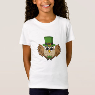 Camiseta Cartoon de Coruja de Dia de São Patrício