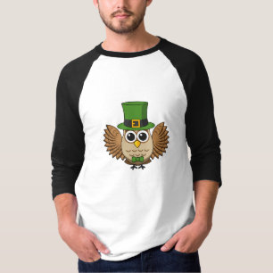 Camiseta Cartoon de Coruja de Dia de São Patrício