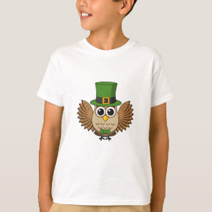 Camiseta Cartoon de Coruja de Dia de São Patrício