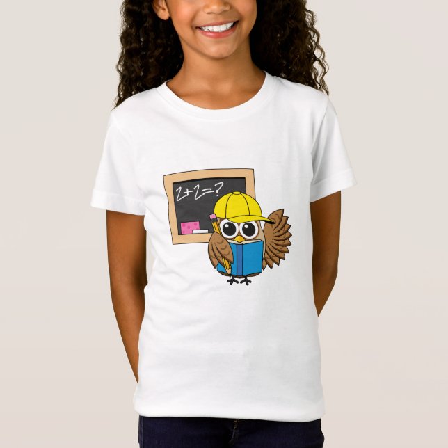 Camiseta Cartoon de Coruja de Estudantes da Escola Bela (Frente)