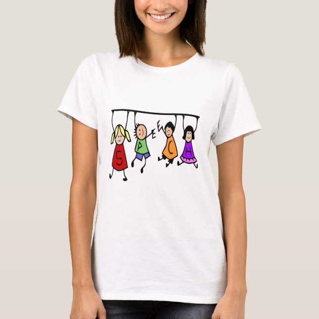 Camiseta Cartoon de Crianças com Terapia de Fala Bonita (Frente)