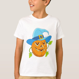 Camiseta Cartoon de Dia das Bruxas Azuis Brancas