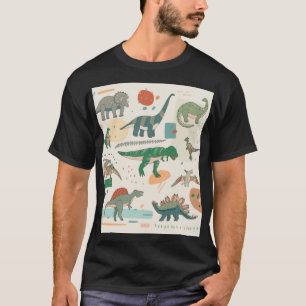 Camiseta Cartoon de dinossauro: conjunto de ilustrações de 