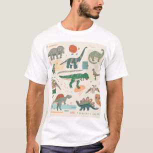 Camiseta Cartoon de dinossauro: conjunto de ilustrações de