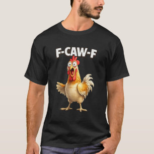 Camiseta Cartoon de Frango Engraçado F-CAW-F Surpresa Frang