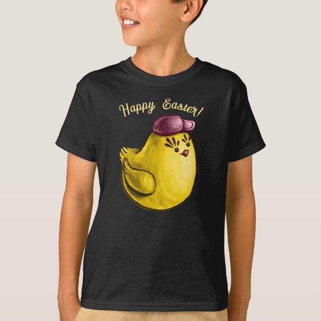 Camiseta Cartoon de frango Páscoa engraçado (Frente)