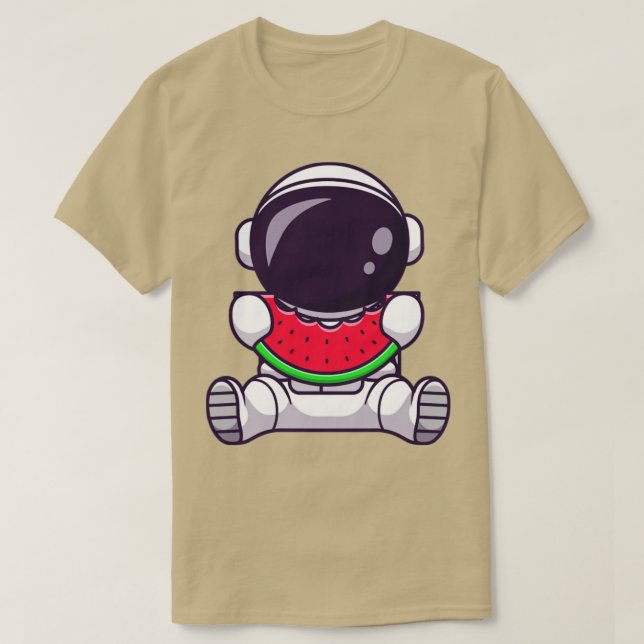 Camiseta Cartoon de Fruta de Melancia Astronauta (Frente do Design)
