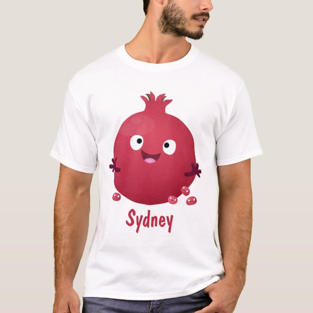 Camiseta Cartoon de fruta de romã giro (Frente)