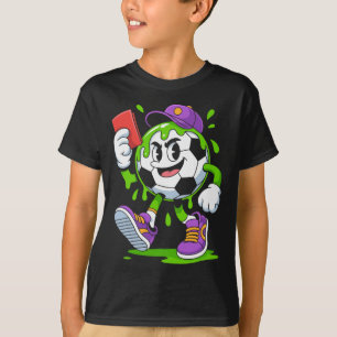 Camiseta Cartoon de Futebol Ll Gotejamento Cartão Vermelho