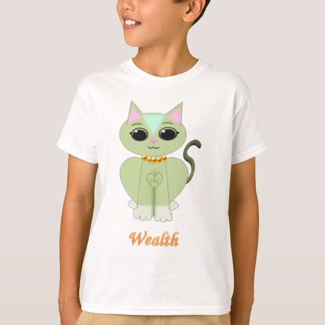 Camiseta Cartoon de gatinho verde e bonito (Frente)