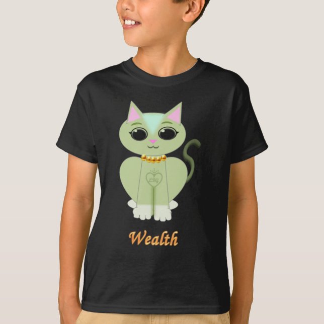 Camiseta Cartoon de gatinho verde e bonito (Frente)
