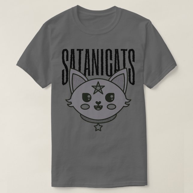 Camiseta Cartoon de gato satânico Mystical Magic Night Hall (Frente do Design)