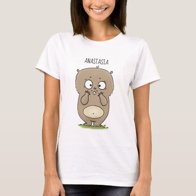 Camiseta Cartoon de hamster adorável (Frente)