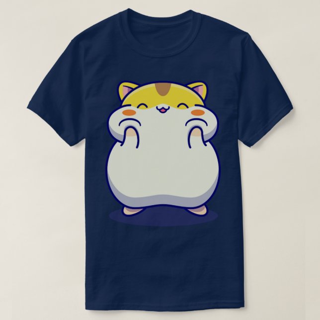 Camiseta Cartoon de Hamster Feliz (Frente do Design)