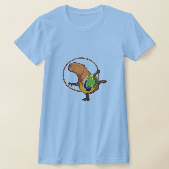 Camiseta Cartoon de Hoop da ginástica de Capybara Rhythmic (Postura )