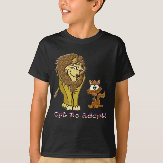 Camiseta Cartoon de leão e Gatinho (Frente)