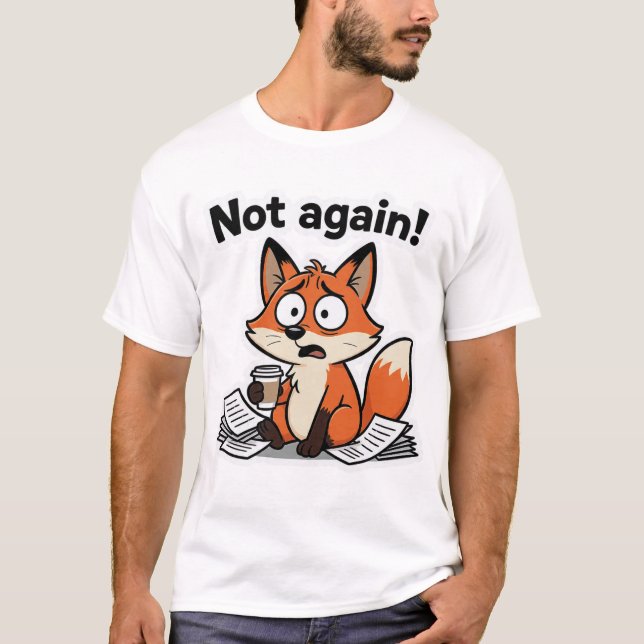 Camiseta Cartoon de Meme de Raposa Engraçado (Frente)