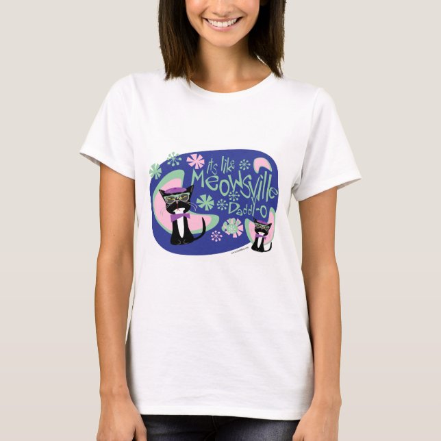 Camiseta Cartoon de Meowsville Beatnik - Anos 50 de persona (Frente)