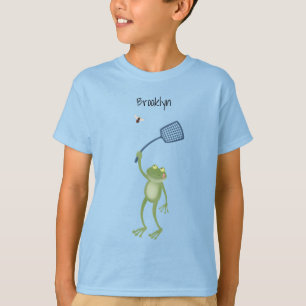 Camiseta Cartoon de mosca verde-sapo engraçado