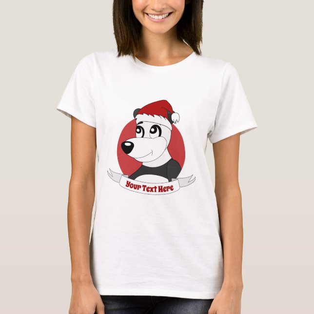 Camiseta Cartoon de Natal com T-Shirt de urso panda giro (Frente)