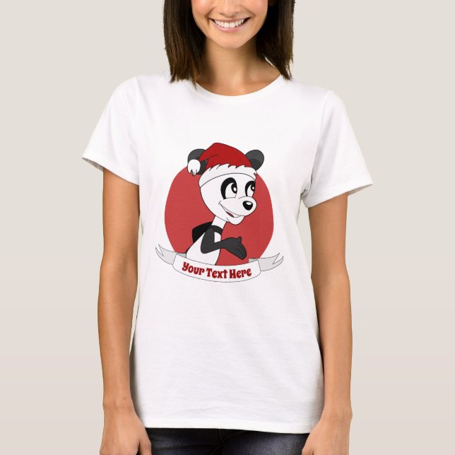 Camiseta Cartoon de Natal com T-Shirt de urso panda giro (Frente)