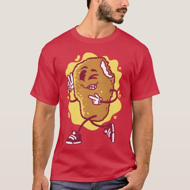 Camiseta Cartoon de Nugget de Frango Comida amigos (Frente)
