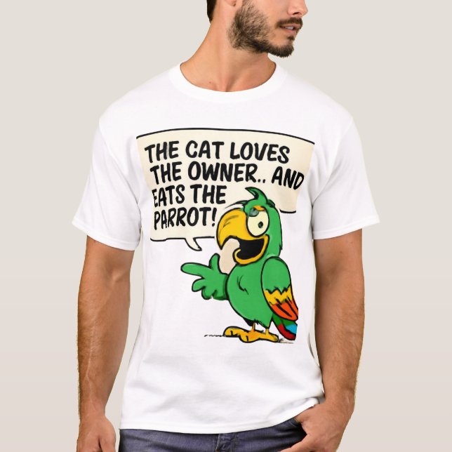 Camiseta Cartoon de papagaio engraçado com humor escuro (Frente)