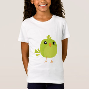 Camiseta Cartoon de Pássaro Verde