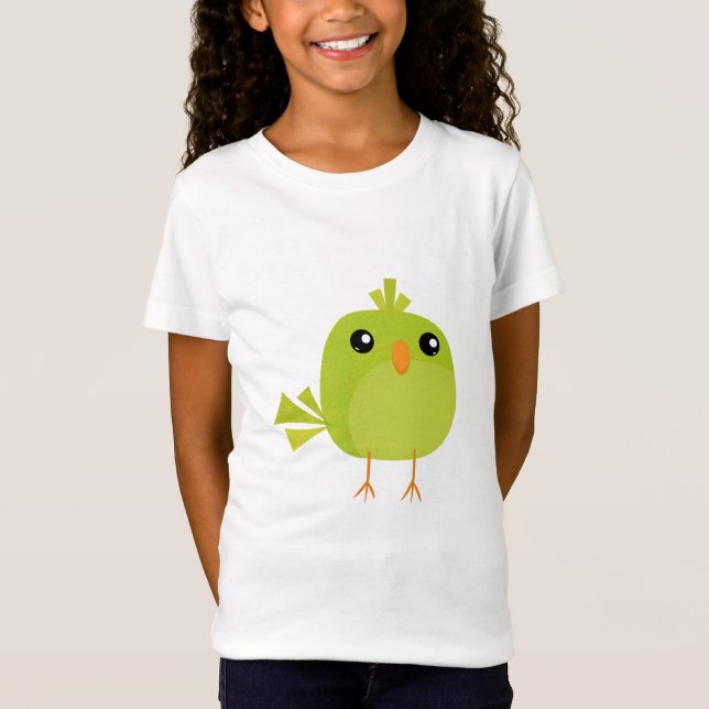 Camiseta Cartoon de Pássaro Verde (Frente)