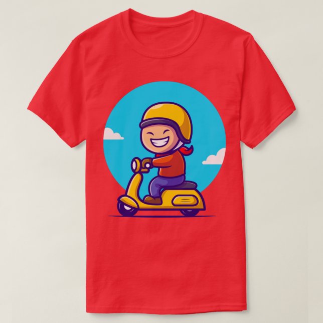Camiseta Cartoon de Patinete de Rapto Bonito (Frente do Design)