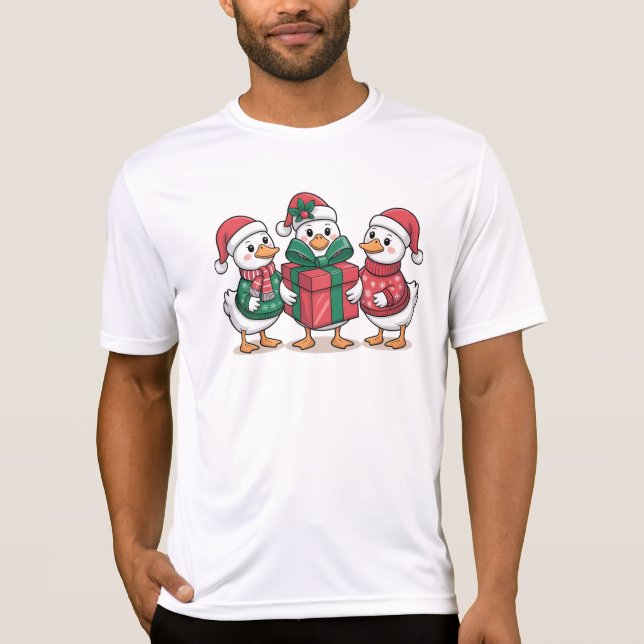 Camiseta Cartoon de Patos de Natal Bonitos Art-68105 (Frente)